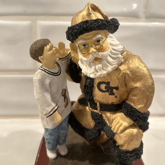Georgia Tech Santa Collegiate Collectables Christmas 2001 Wood Base Stand Vtg - Picture 5 of 13